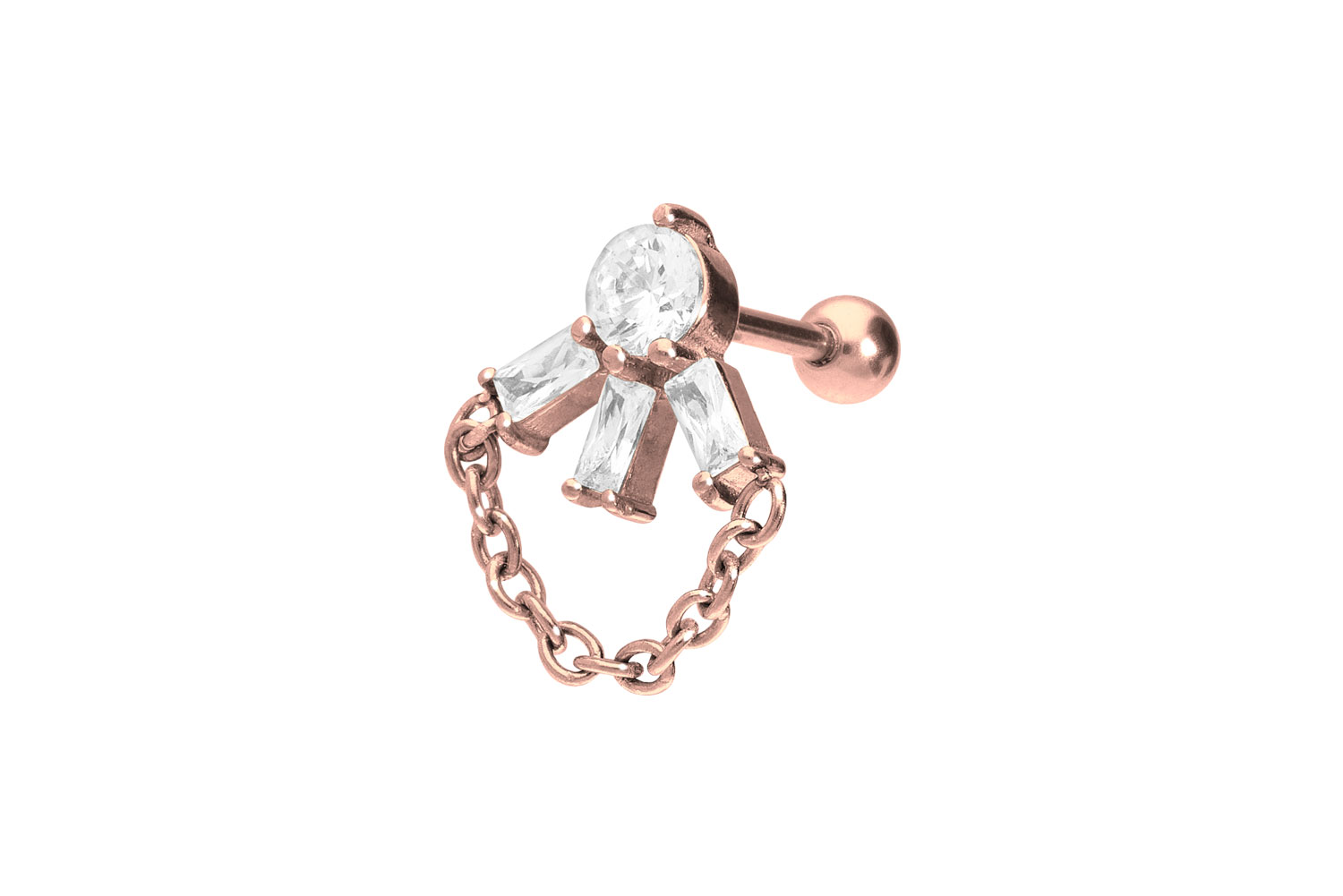 Chirurgenstahl Ohrpiercing EINGEFASSTE KRISTALLE + KETTE